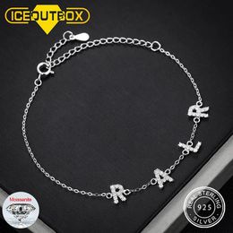 Bracelets 100% 925 argent Sterling nom personnalisé Moissanite petites lettres Bracelet Alphabet initial charmes bracelets pour femme bijoux cadeaux