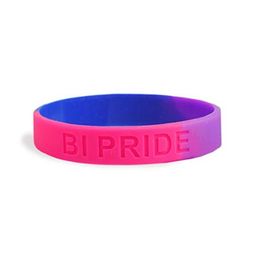 Bracelets 100pc bleu violet rouge couleur BI PRIDE gay LGBT lesbiennes arc-en-ciel bracelet en silicone pour cadeau lesbien