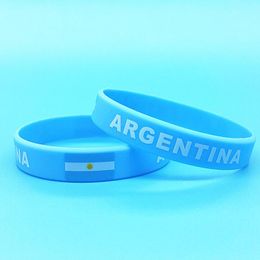 Bracelets 100 pièces drapeau argentine Bracelet en Silicone bracelets de Sport imprimer pays hommes femmes bracelet en caoutchouc Bracelet accessoires de plein air