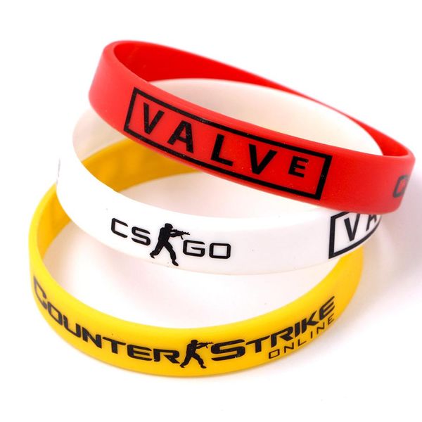 Pulseras 100 unids/lote juego CS GO pulseras de goma de silicona para Diabetes CSGO Counter Strike Braclet rojo amarillo blanco Cross Fire