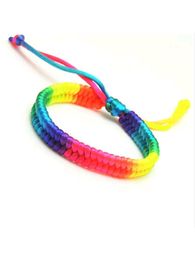 Armbanden 100 stks Groothandel Pulsera Gay Pride Geweven Regenboog Armbanden Hot Regenboog Kleur Sieraden Lesbische Armbanden Mannen Vrouwen Collares