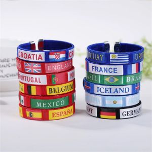 Bracelets 10100pcs hommes femmes femmes country drapeau bracelet Argentine Brésil Allemagne Espagne Flags nationaux Bangle Amitié