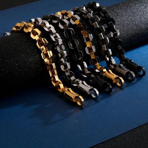 Bracelets 10MM homme Hiphop noir S or acier inoxydable damier losange accessoires moto Bracelet homme