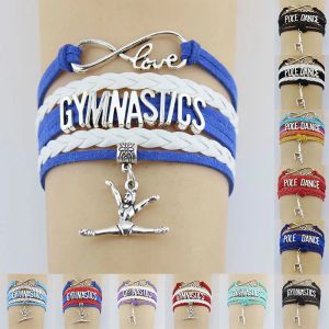 Armbanden 10 stk/partij Gymnastiek Paaldans Sport Liefde Antiek Verzilverd Bedelarmbanden Vrouwen Mannen Meisje Jongens Sieraden Gift Stijlen