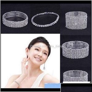 Bracelets 10pcs 110 Rows Rignestone Austria CZ Crystal Bride Brangle Brangle Bracelet Bracelet Drop Livraison Dhfat