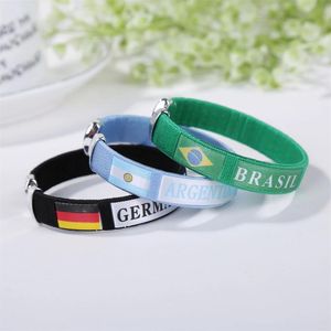 Pulseras 10 unids/lote hombres mujeres 21 bandera de país pulsera deportes amistad pulsera Argentina Brasil Canadá Italia Estados Unidos bandera nacional brazalete