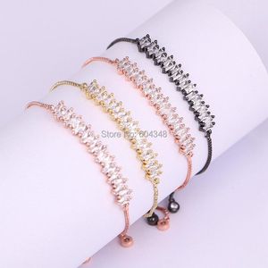 Bracelets 10 pièces nouveaux bijoux de charme Micro pavé CZ Rectangle barre connecteur perles Bracelets