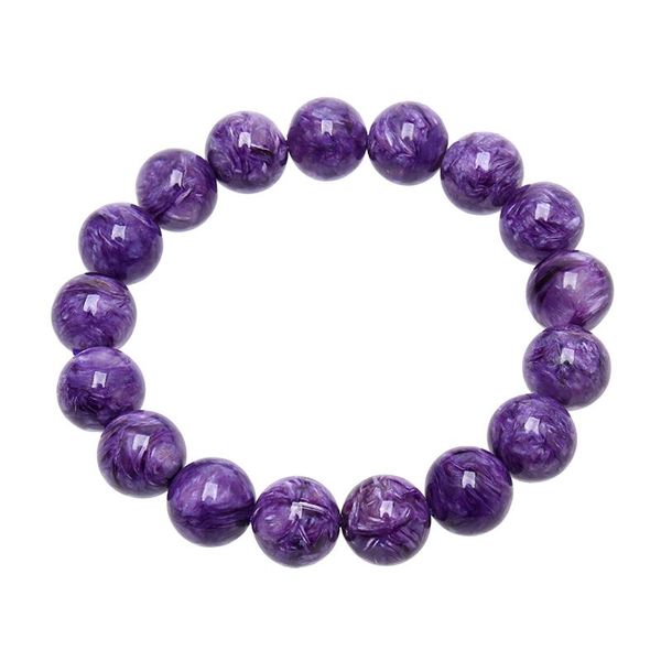 Bracelets 1216mm AAA véritable pierre ronde naturelle violet charoite bracelet extensible8