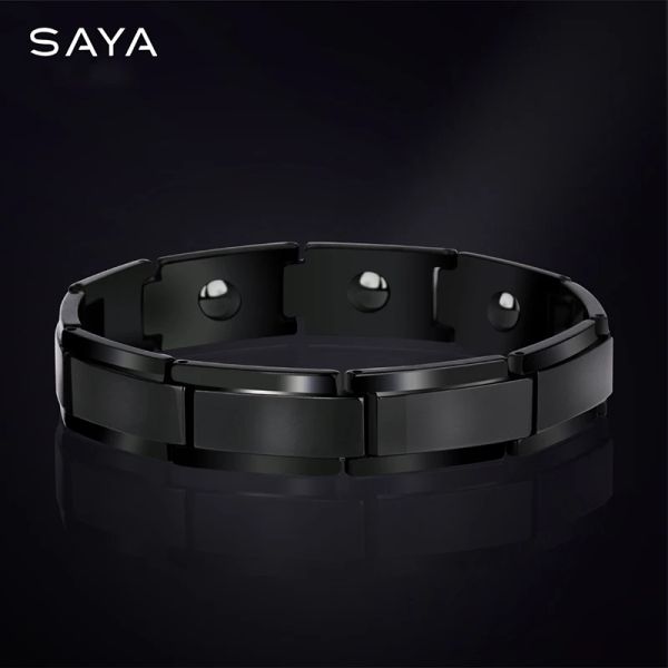 Bracelets 12mm largeur noir placage bracelet en carbure de tungstène pour hommes bijoux mat fini incrustation pierre magnétique, livraison gratuite, personnalisé