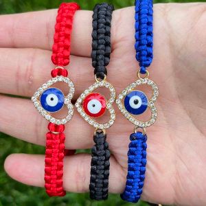 Bracelets 12pieces Cœur alliage Eyes bleus et yeux rouges bracelet tissé pour la protection contre les mauvais esprits également donnés par le cadeau par tout le monde