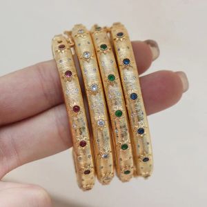 Pulseras 14 18k Chapado en oro real Metal Esmeralda Rubí Zafiro CZ Zircon Brazalete Brazalete Regalo de mujer Diseñador de lujo Italia Egipto Joyería vintage