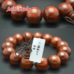 Pulseras de 15mm con estrella dorada Pterocarpus Santalinus, pulseras Mala de oración para hombres, joyería budista de madera de alta calidad, 2 piezas por lote