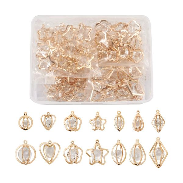 Pulseras 1 caja de collar de diamantes de imitación de cristal, colgantes, pulseras, conectores, eslabones, dijes para manualidades, fabricación de joyas, pendientes, accesorios
