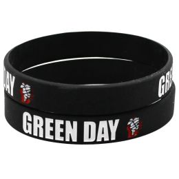 Bracelets 1pc Vente chaude Green Day Braceletsbangles Black Letters Silicone Prought For Rock Music Fans Concert Gift Sh182