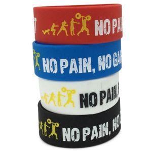 Armbanden 1 st Hot Sale No Pain No Gain Silicone Pols Band Band Band Motto Rubber Bracelets Bangles Armband Gift For Men Women