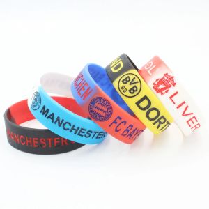 Bracelets 1pc New Wide Football Club Band Silicone Braceletsbangles National Football Team Wristbbband Debossed Women Men Gifts Sh363