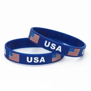 Bracelets 1pc EE. UU. Bandera natinal americana pulsera de silicona azul fútbol deportes de recuerdo silicona de silicona brazaletesbangles regalos sh219