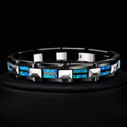 Bracelets 2018 nouveau Design haute qualité 10mm largeur Bracelets en carbure de tungstène avec luxe naturel opale homme luxe chaîne bijoux 20 longueur