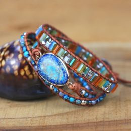 Bracelets 2021 pierres naturelles enveloppe colorée Bracelets Boho Handmade Yoga Energy Friendship Bijoux
