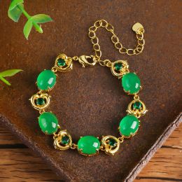 Bracelets 2023 Fashion New High Ice Pure Natural Agate Calcédoine incrusté avec des bijoux Green Agate Jade Gift Women Women Wear Porte