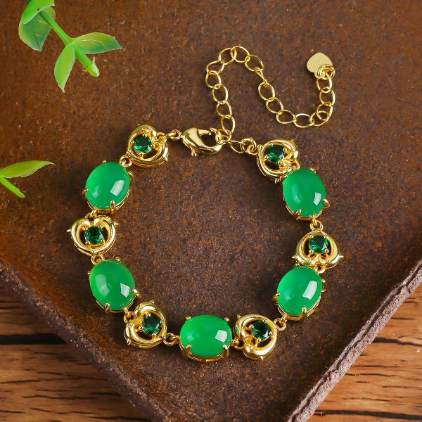 Bracelets 2023 Fashion New High Ice Pure Natural Agate Calcedony incrustado con Green Agate Jade Jewelry Regalo Women Wear