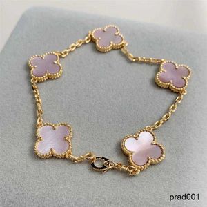 Bracelets 2023 Luxury Clover Designer Bracelet Mother of Pearl 18K Gold Brand Love Bangle Charm Bracelets Shining Crystal Diamond Jewelry FO