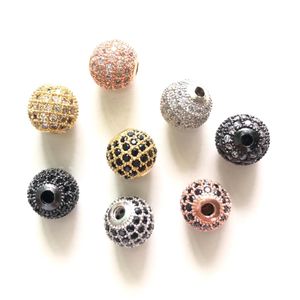 Bracelets 20pcs / lot 10 mm Perles d'espaceur à balle disco pour femmes Bling Zirconia Pavé de taille en or