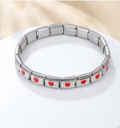 Armbanden 20st roestvrijstalen armband rode perzik hart elastische armband