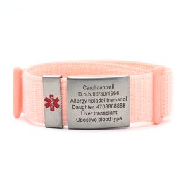 Bracelets 22 mm Bracelets d'alerte médicale SOS personnalisés pour les hommes Femmes Emergency Nylon Watchband Band accessoire Velcro Sport ID