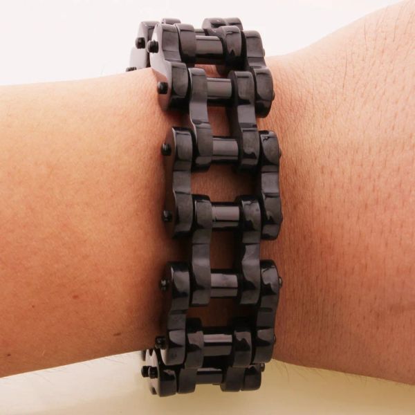 Bracelets 22mm de large Cool Heavy en acier inoxydable 316L ton noir Biker chaîne de moto pour hommes Punk Rock Roll Bracelet mâle bracelet 9 pouces 200G