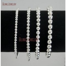 Bracelets 3 4 5 6 mm Bracelet délicat 925 Sterling Silver Stack Minimalist Bead Ball Beaded Stretch Bracelet BM33469
