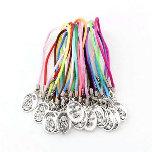 Pulseras 30 piezas de aleación de zinc de metal San Judas Tadeo colgantes religiosos pulseras de alambre de nudo chino hechas a mano joyería DIY regalos de fiesta C16