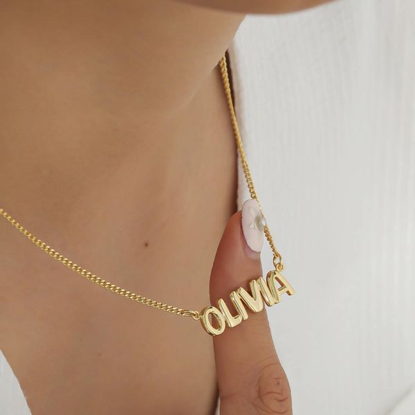 Bracelets Collier de lettres 3D pour femmes Cadeau de Noël Collier de lettres à bulles personnalisé Bijoux Cuatom Collier de lettre initiale pour elle