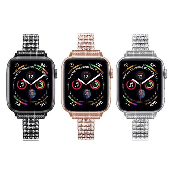 Bracelets 3 pièces Bracelet de bijoux pour Apple Watch SE bande 38mm 40mm 42mm 44mm série 6 5 4 3 Bracelet Bling Bracelet de montre pour iWatch Fran10P