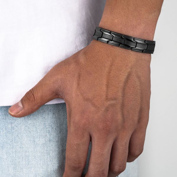 Bracelets 4 en 1 hommes en acier inoxydable thérapie magnétique bracelet de guérison Bio aimant soins de santé bracelet noir soulager la douleur Anti rayonnement