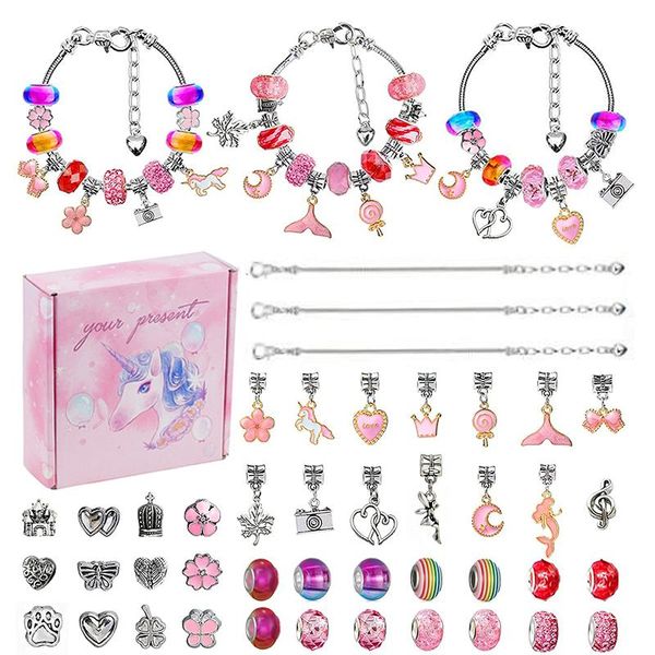 Bracelets 44 pièces pour femmes de dessins animés, meilleures ventes. Bracelet pour enfants, bijoux faits à la main, coffret cadeau sirène licorne, cadeau d'anniversaire festif