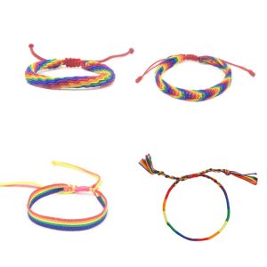 Bracelets 50 pièces Bracelets en corde arc-en-ciel LGBT pour couple pour femmes homosexuelles hommes faits à la main