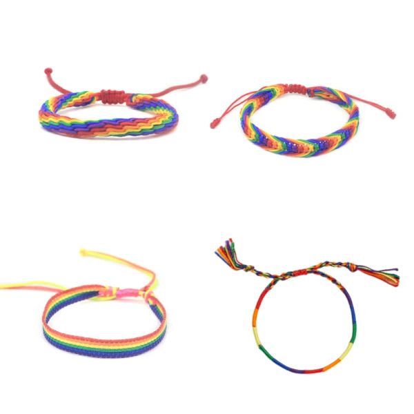 Bracelets 50 pièces Bracelets en corde arc-en-ciel LGBT pour couple pour femmes homosexuelles hommes faits à la main