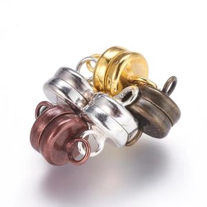 Armbanden 50 Sets Gemengde Kleur Messing Magnetische Sluitingen Platte Ronde Armband Connectors voor Sieraden Maken Diy Bevindingen 11x7mm Gat: 2mm