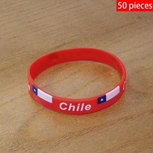 Armbanden 50 stuks Chili Nationale Vlag Polsbandjes Sport Siliconen Armband Mannen Vrouwen Rubberen Band Patriottische Herdenkingsmode Accessoire