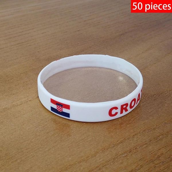 Pulseras 50 Uds. Pulseras con bandera nacional de Croacia pulsera deportiva de silicona para hombres y mujeres banda de goma accesorio de moda conmemorativo patriótico