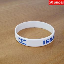 Bracelets 50pcs Israël Drapeau National Bracelets Sport Bracelet En Silicone Hommes Femmes Élastique Patriotique Commémoratif Accessoire De Mode