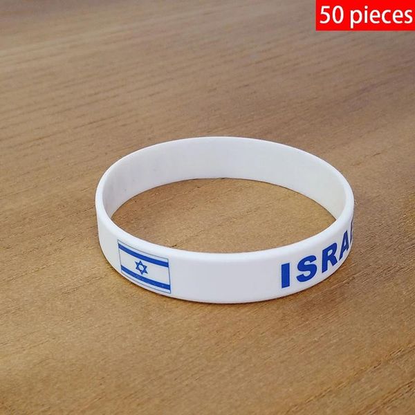 Pulseras 50 Uds. Pulseras con bandera nacional de Israel pulsera deportiva de silicona para hombres y mujeres banda de goma accesorio de moda conmemorativo patriótico