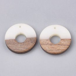 Bracelets 50pcs Pendientes de madera de resina Donut Pi Disco Forma de aretes para joyas que hacen collar de pulsera de bricolaje