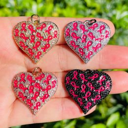 Bracelets 5 pièces ruban rose sensibilisation au cancer du sein coeur charme pendentifs exquis pour femme Bracelet collier faisant des accessoires de bijoux