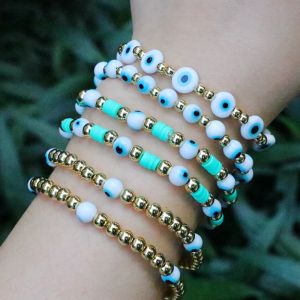 Armbanden 5 stuks Turkse oogarmbanden voor vrouwen sieraden trendy vergulde kralen kralen sieraden elastische populaire Bohemen stijl armband