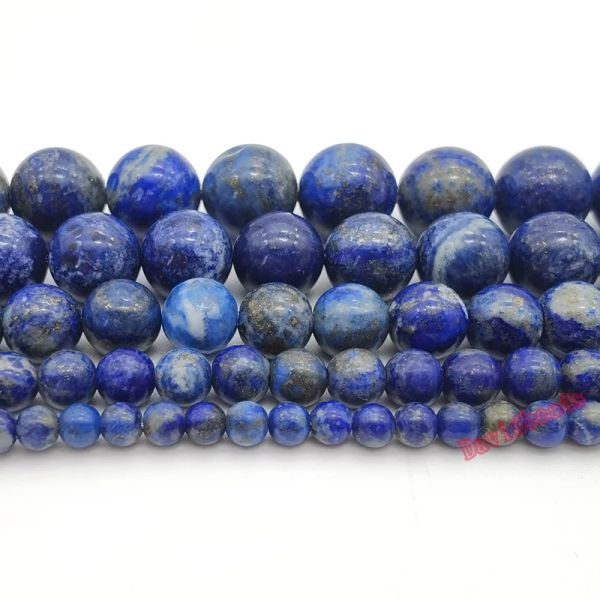 Bracelets aaaaa 100% naturel réel lapis lazuli pierre ronde rond des perles lâches 4 6 8 10 12 mm Taille de choix pour les bijoux faisant du bracelet bricolage 15 