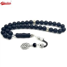 Bracelets ALBASHAN Tasbih hommes noir mat agates pierre perles de prière musulmane chapelet islamique 33 45 51 66 99 100 perles