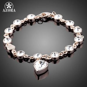 Bracelets azora rose gol couleur brin de cristal autrichien avec du cœur en cristal pendent bracelets ts0028