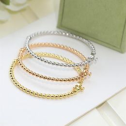 Armbänder Armreif Marke Designer Perlee Kupfer Perle Charme Drei Farben Rose Gelb Weiß Gold Armreifen Für Frauen Schmuck Mit Box PA2486